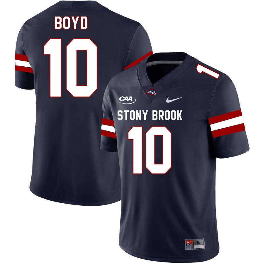 Stony Brook Seawolves #10 Quinn Boyd College Football Jerseys Stitched-Navy